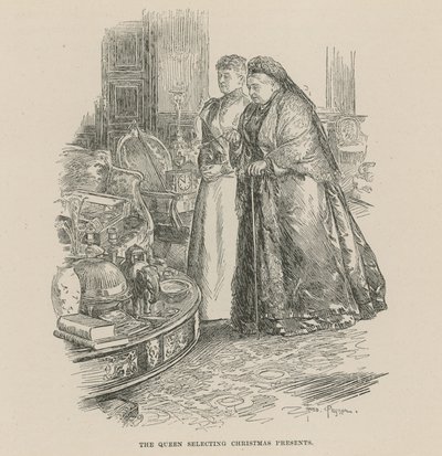 女王はクリスマスプレゼントを選択 作： Frederick Pegram