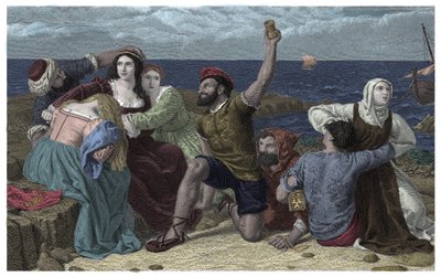 地中海の海賊が囚人を演じるイラストレーション フレデリック・リチャード・ピッカーズギル（1820-1900） 1869年 作： Frederick Richard Pickersgill