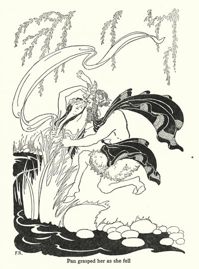 パンは倒れた彼女をつかんだ（リトグラフ） 作： Frederick Richardson