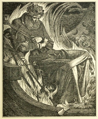 キング ワーウルフの死、パブ。 1915 年の彫刻、1915 年。 作： Frederick Sandys