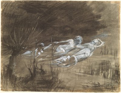 川に浮かぶ女 二人の女霊が付き添う 作： Frederick Trapp Friis