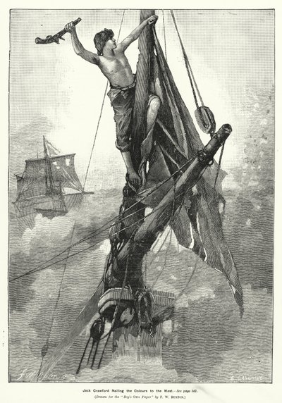 ジャック・クロフォード「マストに色を塗る」（彫刻 作： Frederick William (after) Burton