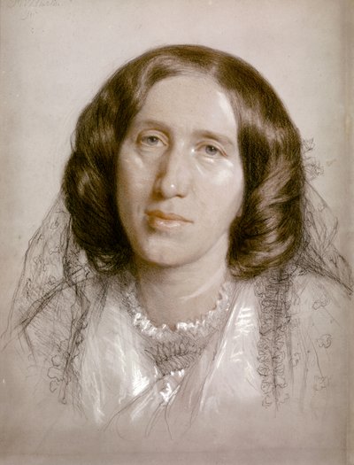 ジョージ・エリオット《肖像》1865年（紙、チョーク） 作： Frederick William Burton
