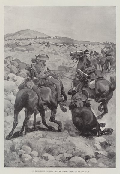 ボーアのかかと、馬車列車を攻撃する騎馬歩兵 作： Frederick William Burton