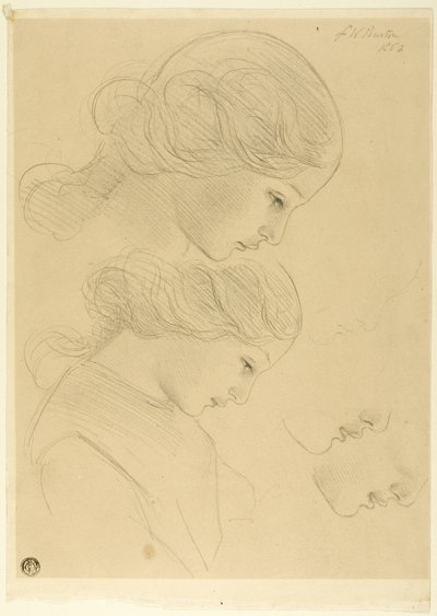 女性の横顔のスケッチ 作： Frederick William Burton