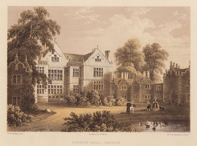 ドーフォールド ホール、チェシャー (アクアティント) 作： Frederick William Hulme