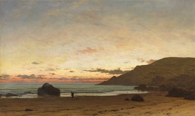 人と犬のいる沿岸の風景、1886年 作： Frederick William Meyer