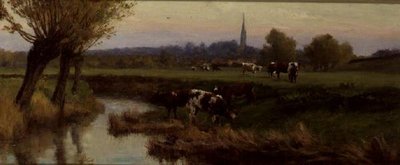 川で放牧牛 作： Frederick William Newton Whitehead