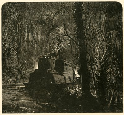 「夜のオクラワハ川を上る」、1872 年。 作： Frederick William Quartley