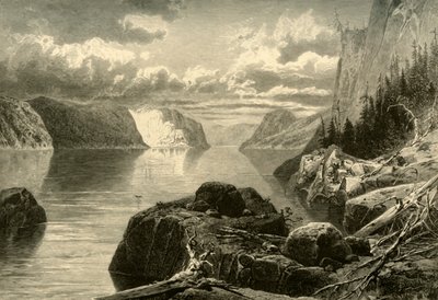「ポイント ノワール、トリニティ ロック、ケープ エタニティ、サグネ川」、1870 年頃。 作： Frederick William Quartley