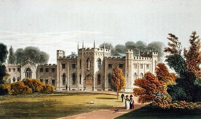 ローハンプトン・プライオリー（1827年発行のアッカーマンの『芸術のリポジトリ』より）（カラーリトグラフ 作： Frederick Wilton Litchfield (after) Stockdale
