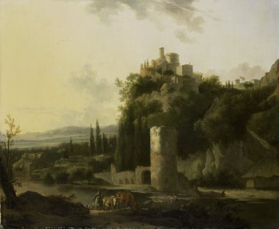 丸い塔のあるイタリーナの風景 作： Frederick de Moucheron
