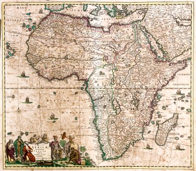 アフリカの地図（銅版画 作： Frederick de Wit