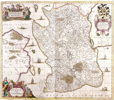スカニー（スウェーデン）の地図（エッチング 作： Frederick de Wit