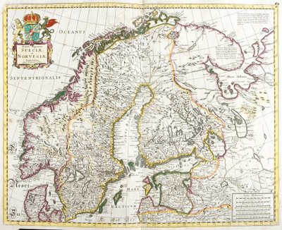 スウェーデンとノルウェーの地図（エッチング 作： Frederick de Wit