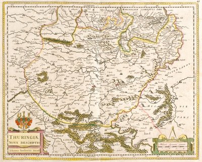 チューリンゲン州（ドイツ）の地図（銅版画 作： Frederick de Wit