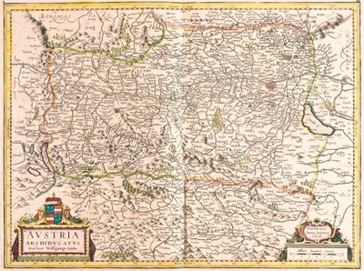 オーストリア大公国の地図（エッチング 作： Frederick de Wit