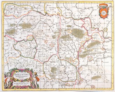 マインツ（ドイツ）のアルケベッシェの地図（エッチング 作： Frederick de Wit
