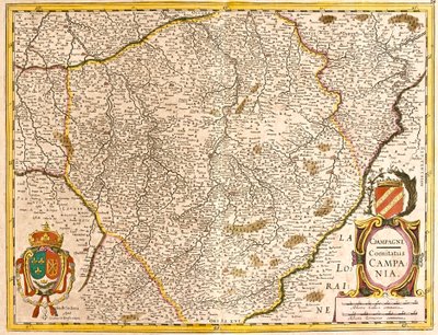 シャンパーニュ伯爵（フランス）の地図（銅版画 作： Frederick de Wit