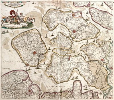 ゼランデ伯爵の地図（オランダ）（銅版画 作： Frederick de Wit