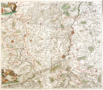 リエージュ教区（ベルギー）の地図（エッチング 作： Frederick de Wit