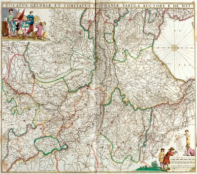 ゲルダーランド公国とズートフェン伯爵の地図（ドイツ）（エッチング 作： Frederick de Wit