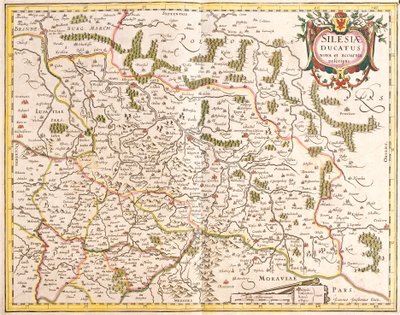 シレジア・ドゥーチェ（ドイツ・チェコ）の地図（銅版画 作： Frederick de Wit