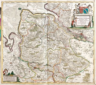 ブレメ公とヴェルデン公の地図（ドイツ）（エッチング 作： Frederick de Wit
