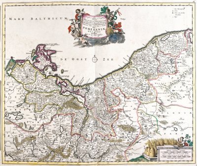 ポメラニア公国(ポーランド)の地図(エッチング) 作： Frederick de Wit