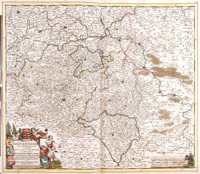 ザクセン公国（ドイツ）の地図（エッチング 作： Frederick de Wit