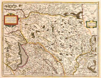 フランシュ・コンテ（フランス）の地図（銅版画 作： Frederick de Wit