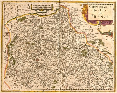 イル・ド・フランス(フランス)の地図(銅版画) 作： Frederick de Wit