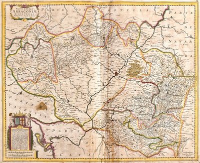 アラゴン王国（スペイン）の地図（銅版画 作： Frederick de Wit