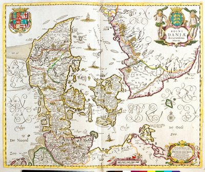デンマーク王国の地図（エッチング 作： Frederick de Wit