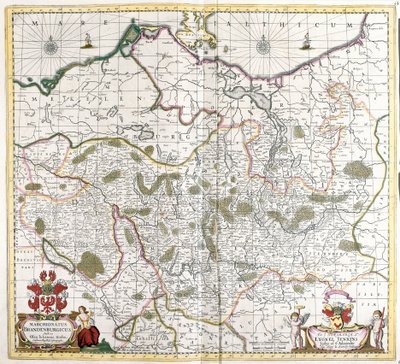 ブランデンブルク（ドイツ）のマルグラヴィア地図（エッチング 作： Frederick de Wit