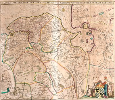 フローニンゲン州（オランダ）の地図（エッチング 作： Frederick de Wit