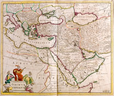 トルコ帝国の地図（銅版画 作： Frederick de Wit