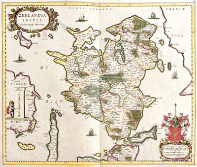 ゼランデ島（オランダ）の地図（銅版画 作： Frederick de Wit
