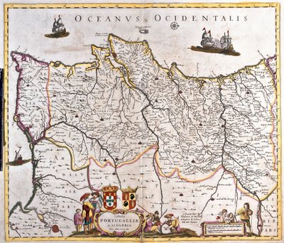 ポルトガル王国とアルガルヴェ地方の地図（銅版画 作： Frederick de Wit