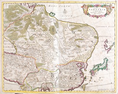 タルタル地方（ロシア・中国）の地図（銅版画 作： Frederick de Wit