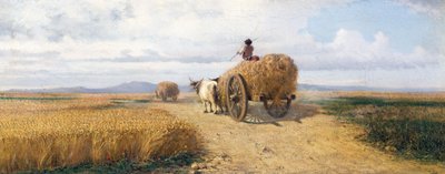 小麦畑、1868年頃、フェデリコ・ロサーノ（1835-1912）の絵画、油彩、キャンバス、30x73 cm 作： Frederico Rossano