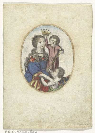 楕円形の子供と天使とマドンナ 作： Frederik Bouttats (de Jonge) (attributed to)