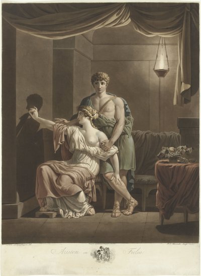 フィレアは、壁に彼の横顔の影を使って、愛するアリストンの肖像画を描きます 作： Frederik Christiaan Bierweiler