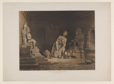 Tjandi Mendoet の廃墟にいる 2 人の男性 Tjandi-Moendoet の遺跡。 角江邸（現物タイトル） 作： Frederik Hendrik Weissenbruch