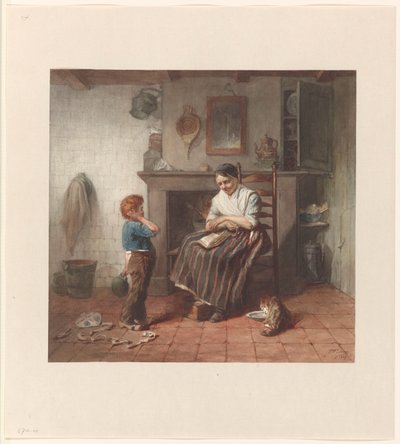 男の子と凧と女性のインテリア 作： Frederik Willem Zürcher