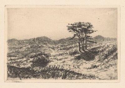 3 本の松のある丘陵風景 作： Frederik van Eeden