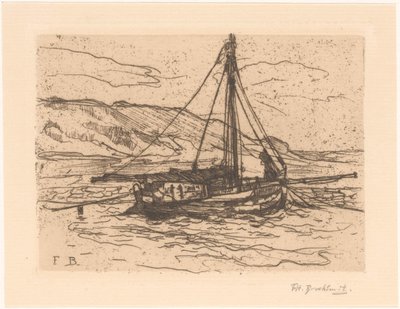 海でエビのはしけ 作： Frederika Henriëtte Broeksmit (signed by artist)