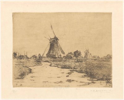 溝のミル 作： Frederika Henriëtte Broeksmit (signed by artist)