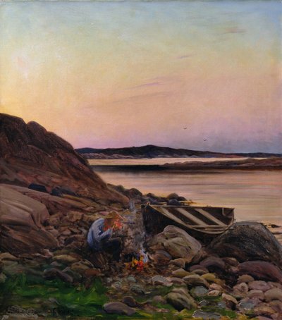 夜の雰囲気（キャンバスに油彩） 作： Fredrik Kolstoe