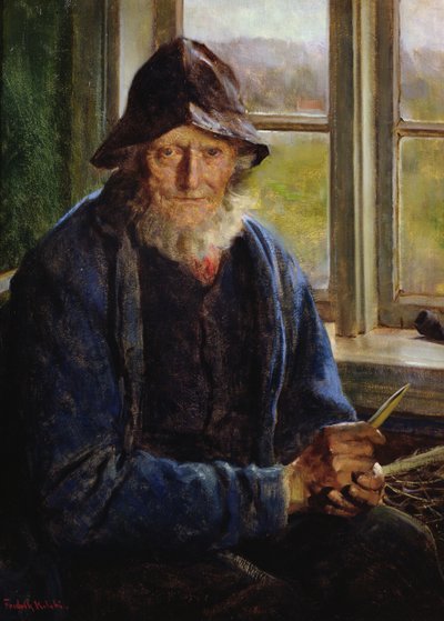 古い漁師（キャンバスに油彩） 作： Fredrik Kolstoe